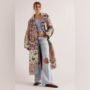 Free People Golden Hour Jacquard Coat | Boho Statement Jacket NWT SIZE M/L